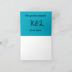Cartão De Agradecimento O casal nome letra data azul sim perfeito