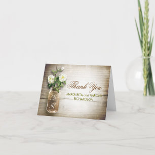 Cartão De Agradecimento O casamento do Mason jar das Flores Brancas agrade