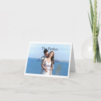 Cartão De Agradecimento o casamento perfeito azul nome foto data casal