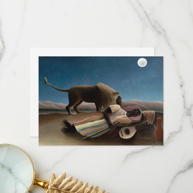 Cartão De Agradecimento O cigano adormecido de Henri Rousseau (Frente/Verso In Situ)