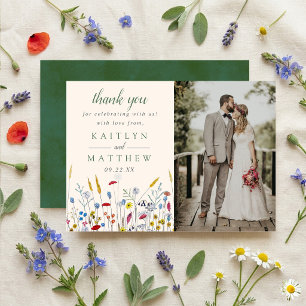 Cartão De Agradecimento O Conjunto de Casamento Prado de Flores Silvestres