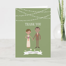 Cartão De Agradecimento O costume ilustrou o casamento do retrato do casal