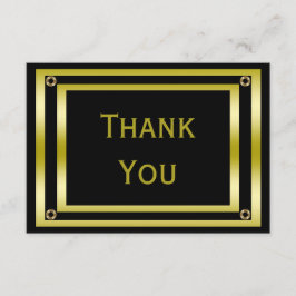Cartão De Agradecimento O Elegante Negro e Dourado Man's Obrigado