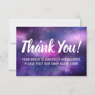 Cartão De Agradecimento O espaço da galáxia Stars o obrigado roxo