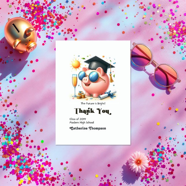 Cartão De Agradecimento O Futuro é Brilhante Finanças Foto de Formatura (The Future is Bright Finance Graduation Photo Thank You Card)