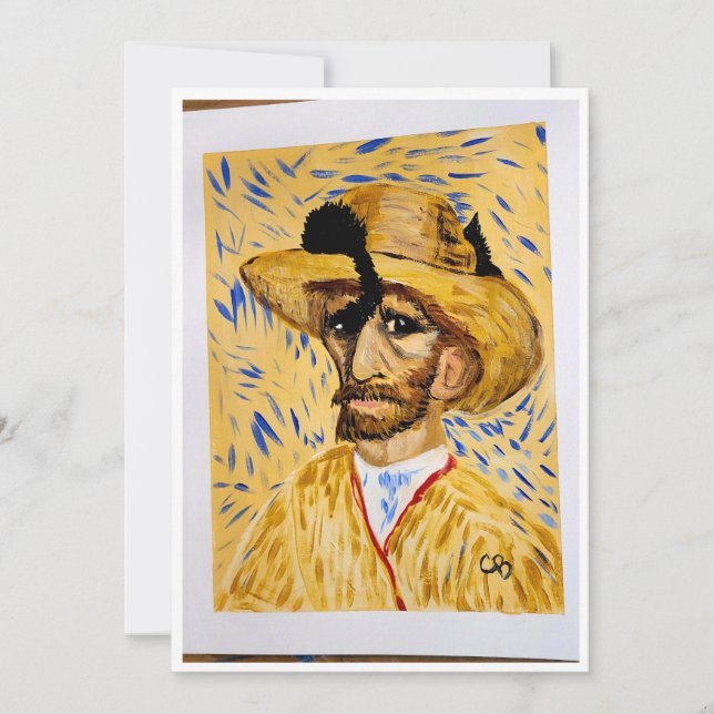 Cartão De Agradecimento o gato do chapéu de van Gogh (Frente)