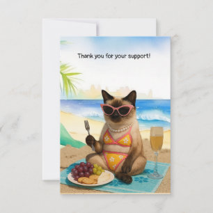 Cartão De Agradecimento O gato está na praia