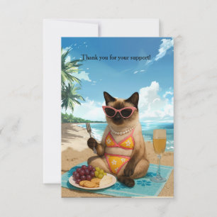 Cartão De Agradecimento O gato está na praia
