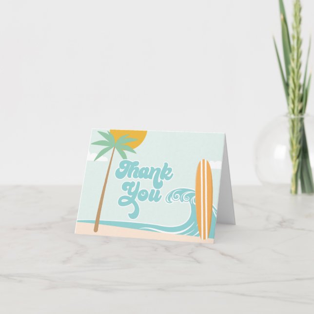 Cartão De Agradecimento O Grande Surfando Primeiro Aniversário Obrigado (Frente)