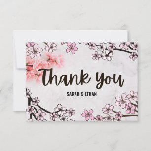 Cartão De Agradecimento O legado Sakura Cherry Blossom e casamento de márm