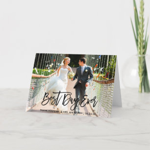 Cartão De Agradecimento O Melhor Dia De Casamento De Escovas Modernas