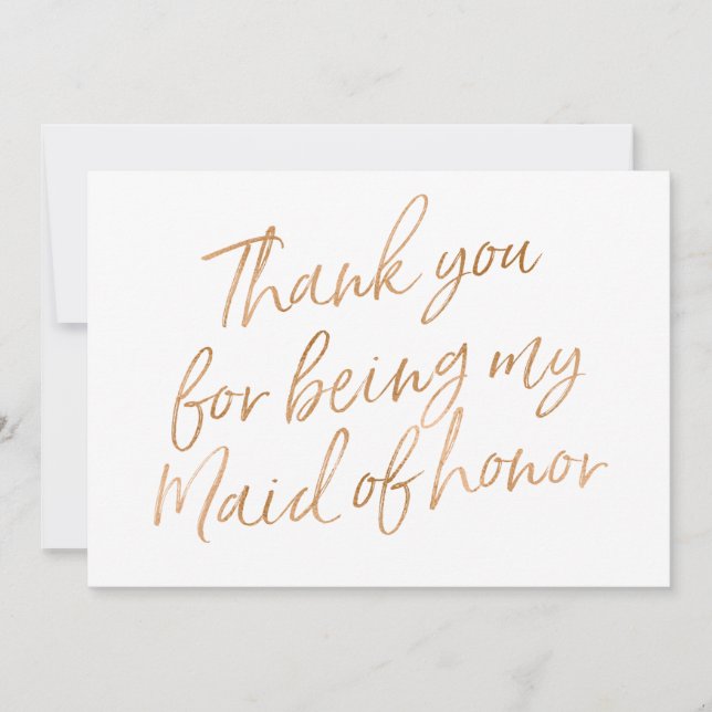 Cartão De Agradecimento O ouro aumentou "obrigado você para ser minha (Frente)