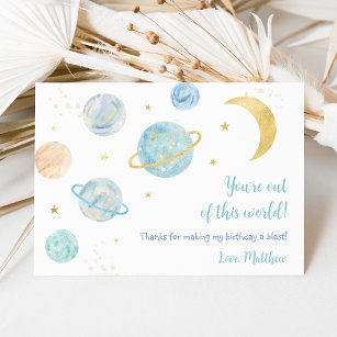 Cartão De Agradecimento O Pastel Azul Dois o Aniversário do Espaço da Lua