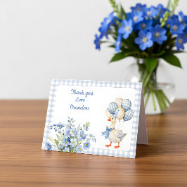 Cartão De Agradecimento O Primeiro Aniversário de um Menino Silly Goose