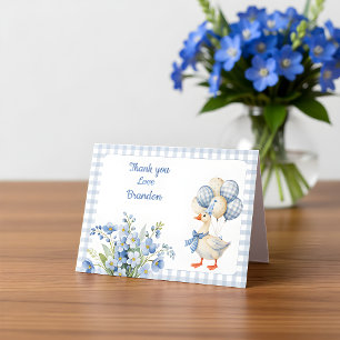 Cartão De Agradecimento O Primeiro Aniversário de um Menino Silly Goose