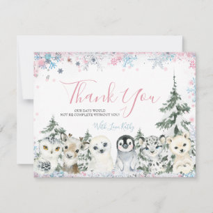 Cartão De Agradecimento O Sexo Animal De Inverno Revela Ele Ou Ela Neves F