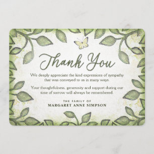 Cartão De Agradecimento O verde do jardim deixa-o a SympathyThank