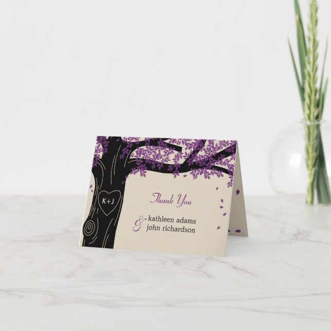 Cartão De Agradecimento Oak Tree Wedding Thank You Note Cards (Frente)