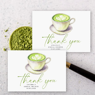 Cartão De Agradecimento Obrigada Chá de Matcha Chá de noiva