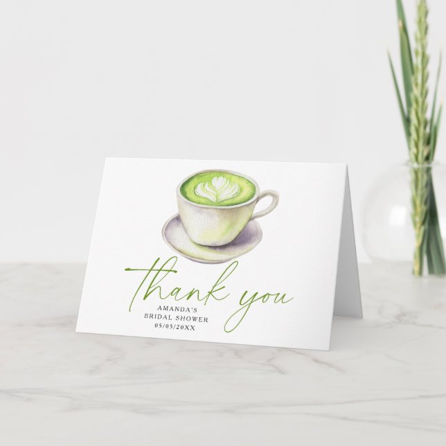 Cartão De Agradecimento Obrigada chá de noiva Matcha Tea (Frente)