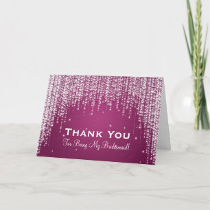 Cartão De Agradecimento Obrigada Dama de Honra Noite Dazzle Rosa Berries