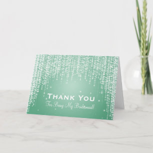 Cartão De Agradecimento Obrigada Dama de Honra Noite Dazzle Verde Menta