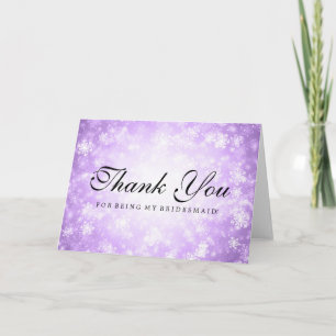Cartão De Agradecimento Obrigada Dama de Honra Roxo Inverno Mágico