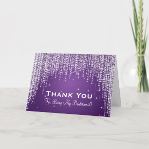 Cartão De Agradecimento Obrigada Damas de Honra Noite Dazzle Roxo