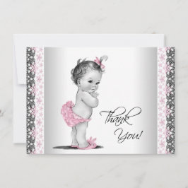 Cartão De Agradecimento Obrigada Menina Bebê Vintage Rosa