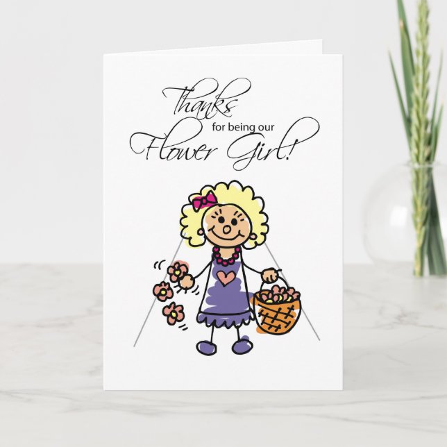 Cartão De Agradecimento Obrigada Menina das Flores de Casamento, Figuras d (Frente)
