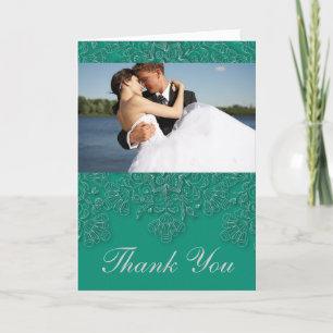 Cartão De Agradecimento Obrigada pela elegante foto de casamento floral es