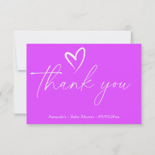 Cartão De Agradecimento Obrigada pelo chá de bebê Minimalista Simples Roxo