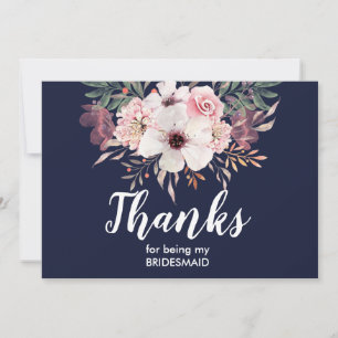 Cartão De Agradecimento Obrigada por Ser Minha Dama de Honra Floral