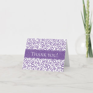 Cartão De Agradecimento Obrigado: 30 Padrão De Números Aleatórios Roxo/Bra