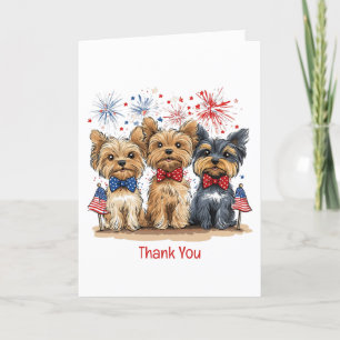 Cartão De Agradecimento Obrigado 4 De Julho Yorkshire Terrier Dogs