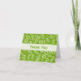 Cartão De Agradecimento Obrigado 60th verde/branco do teste padrão do