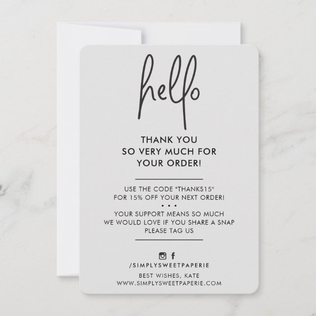 Cartão De Agradecimento OBRIGADO A cinza negra e pálida do dia de saudação (Frente)