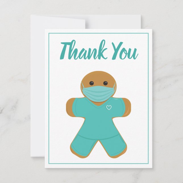 Cartão De Agradecimento Obrigado A Enfermeira Médica Dr. Gingerbread Man (Frente)