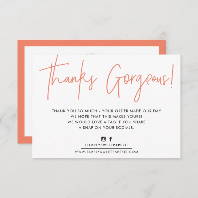 Cartão De Agradecimento OBRIGADO A INSERIR a laranja moderna do biro busin (Frente/Verso)