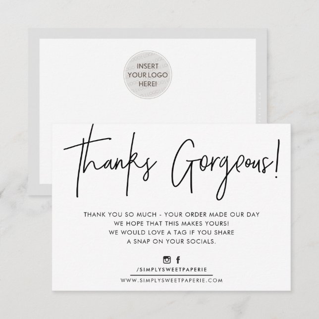 Cartão De Agradecimento OBRIGADO A INSERIR o negro de negócios casual mode (Frente/Verso)