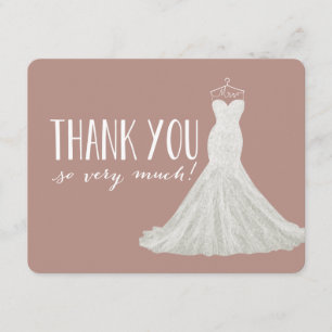 Cartão De Agradecimento Obrigado à moda do Taupe   do vestido você