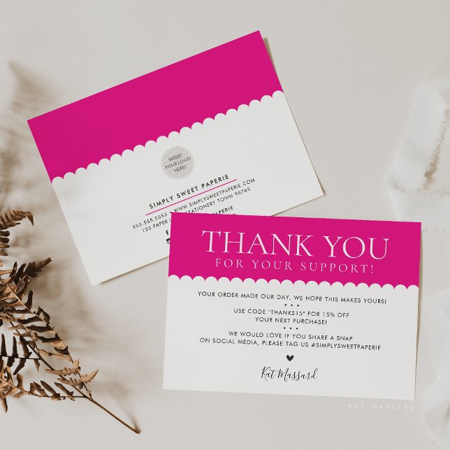 Cartão De Agradecimento OBRIGADO A SENHORA Fuschia, rosa (Criador carregado)