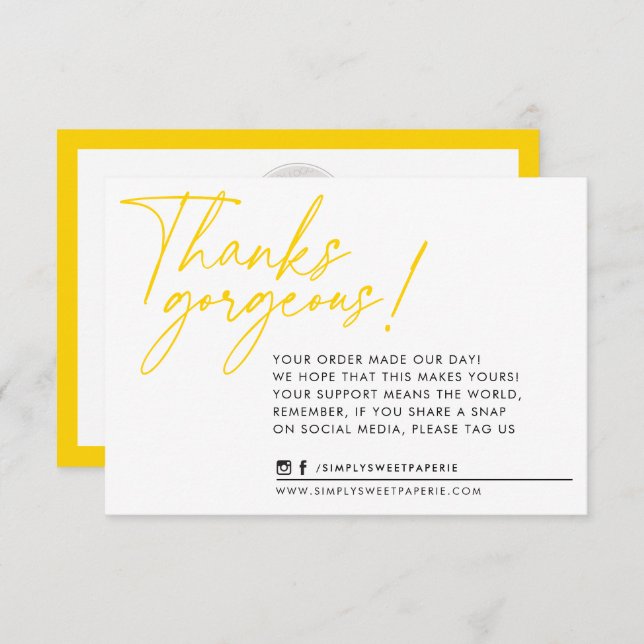 Cartão De Agradecimento OBRIGADO A VOCÊ caneta de bola moderna amarelo (Frente/Verso)