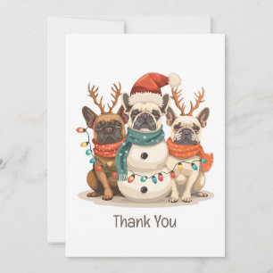 Cartão De Agradecimento Obrigado A Você O Bulldog Francês Reindeer Cães De