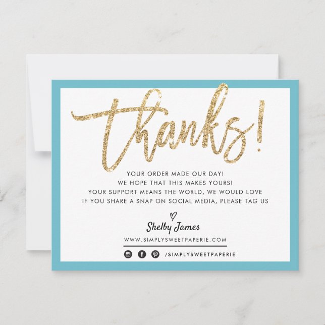 Cartão De Agradecimento OBRIGADO A VOCÊS A moderna glitter de ouro (Frente)