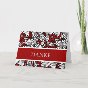 Cartão De Agradecimento Obrigado Alemão Vermelho Informal e Branco