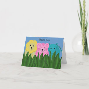Cartão De Agradecimento Obrigado animal do jardim zoológico dos desenhos