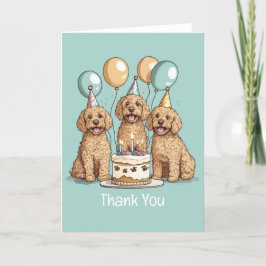 Cartão De Agradecimento Obrigado Aniversário Cachorros de Goldendoodle