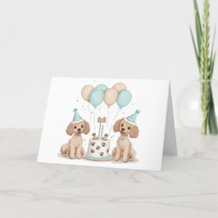 Cartão De Agradecimento Obrigado Aniversário Cachorros De Poodle Padrão