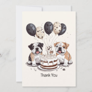 Cartão De Agradecimento Obrigado Aniversário Cachorros Ingleses